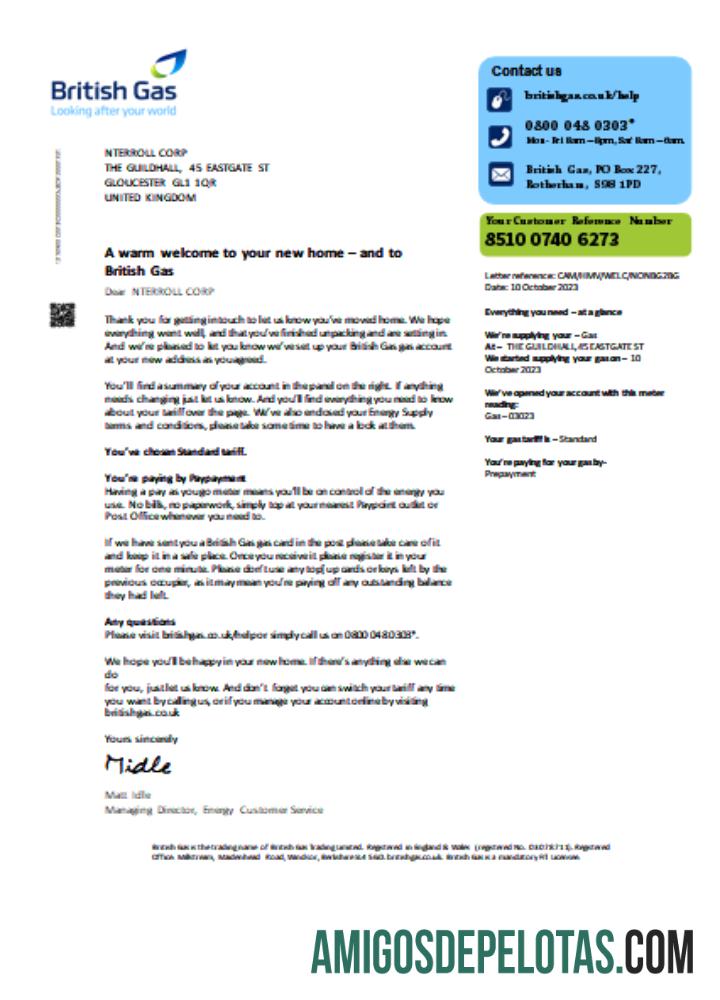 Projeto de Lei de Negócios de Utilidades de Gás Britânico, SCR1 exemplo